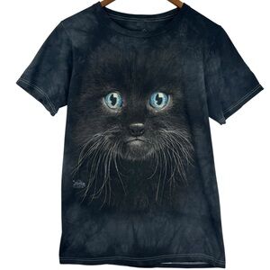The Mountain Single Stitch Black Kitten Face Blue Eyes Graphic Tee Shirt S